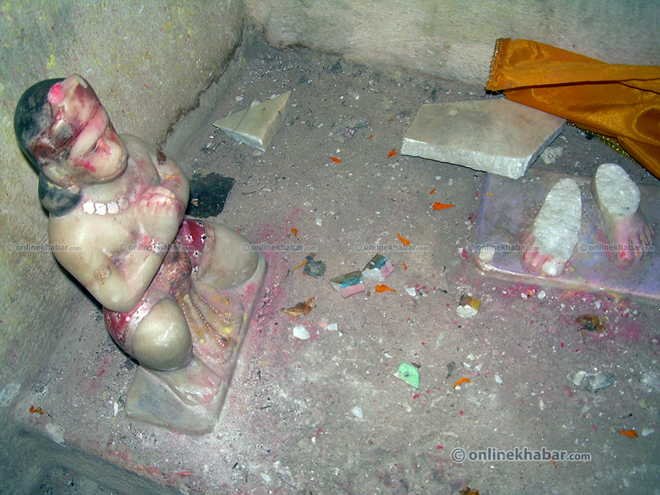 मुगामा बनाइएका मन्दिर र मूर्ति प्रायः सबै तोडफोड भैसकेका छन्