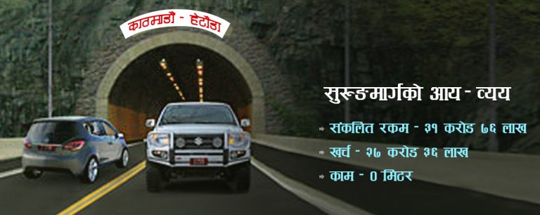 काठमाडौं-हेटौडा सुरुङमार्गः खर्च २७ करोड, काम शून्य मिटर !
