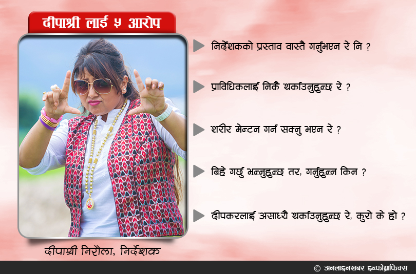 दीपाश्रीलाई ५ आरोपः ‘दीपकलाई किन यति धेरै थर्काउनुहुन्छ ?’