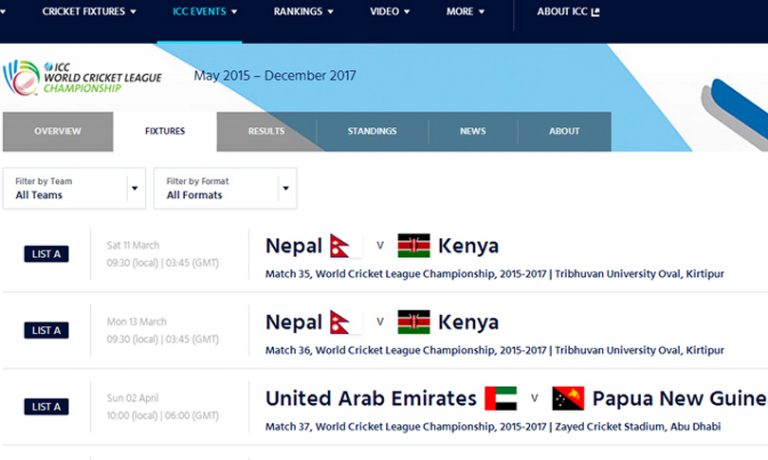 विश्व क्रिकेट लिगः नेपाल र केन्याको खेल कीर्तिपुरमै हुने