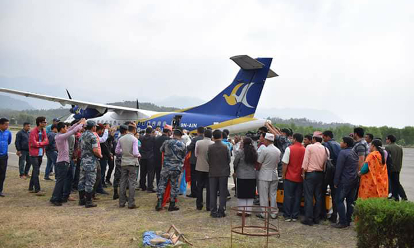 सुर्खेत-काठमाडौं हवाई सेवाको सफल परीक्षण, ४६ सिटे विमानले उडान भर्न सक्ने