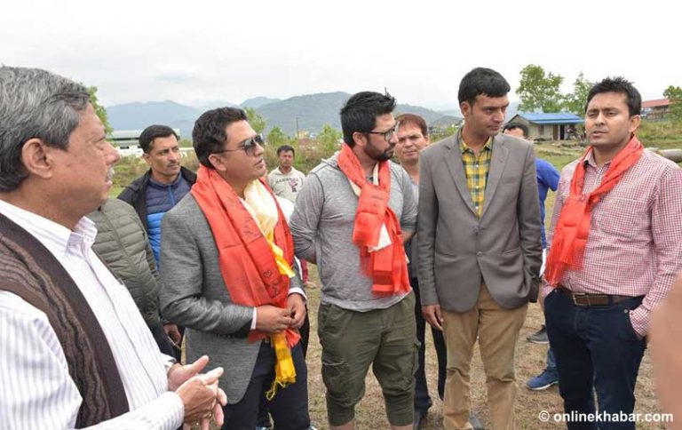 क्रिकेट रंगशाला बनाउने ठाउँ हेर्दै धुर्मुस पुगे पोखरा