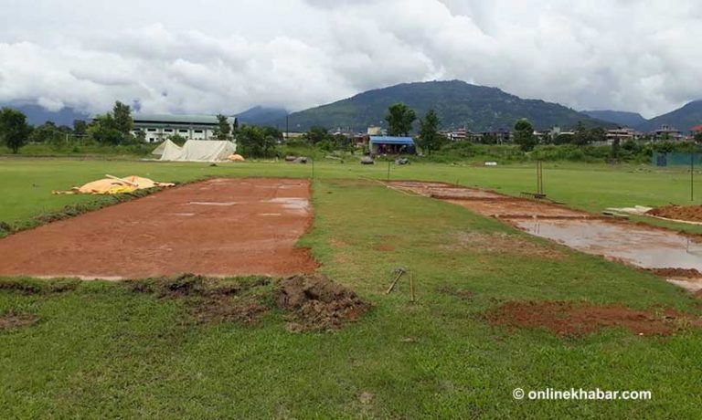 पोखरा क्रिकेट रंगशाला निर्माण तीन वर्षदेखि अलमलमा