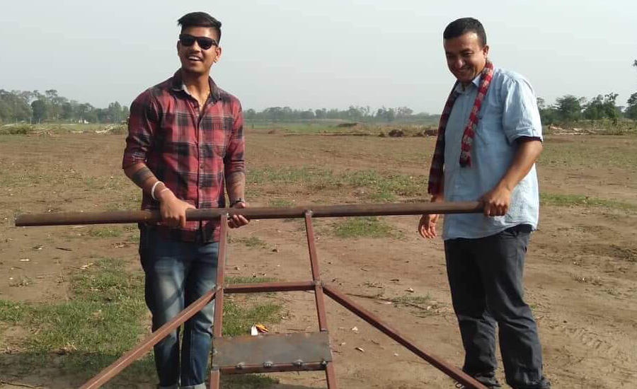 निर्माणधीन क्रिकेट रंगशालामा पुगे सन्दीप