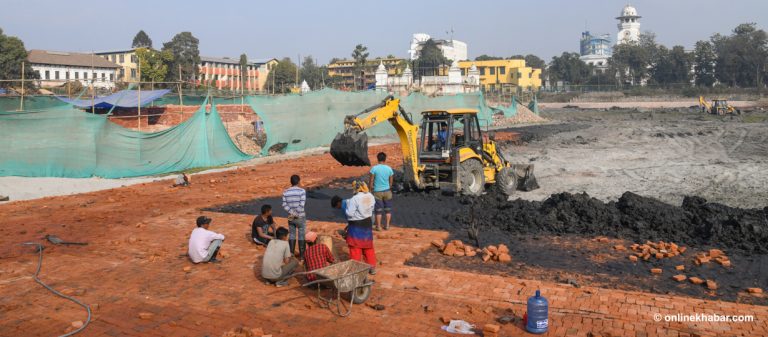 लकडाउनकै बीच रानीपोखरी पुनर्निर्माण सुरु