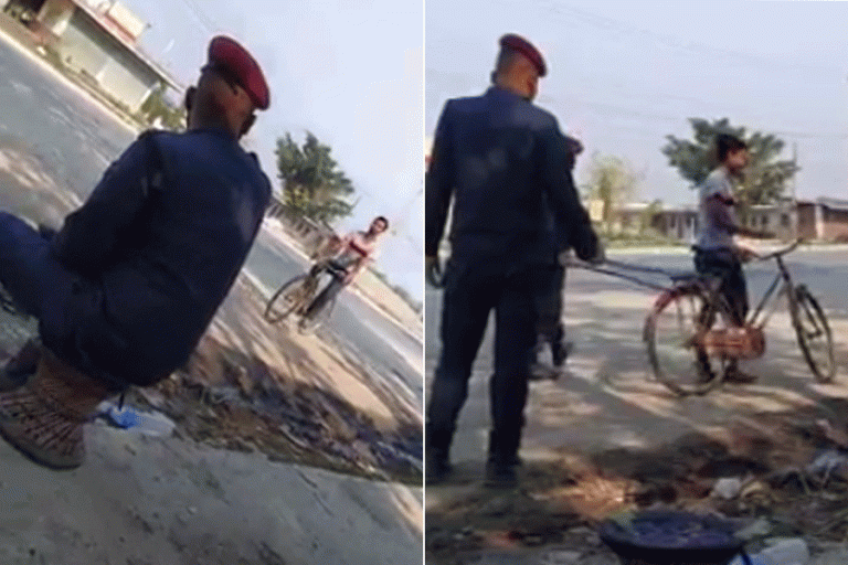 सुनसरीको खनारमा लकडाउन उल्लंघन गर्नेलाई प्रहरीले पिटेको भिडियो भाइरल