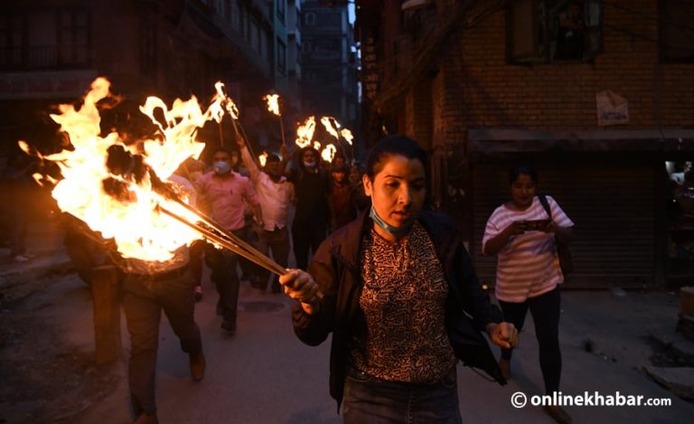 रुकुम घटनाको विरोधमा मसाल जुलुस