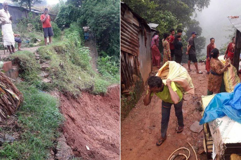 नुवाकोटका बिभिन्न स्थानमा पहिरो, घर र पुल जोखिममा