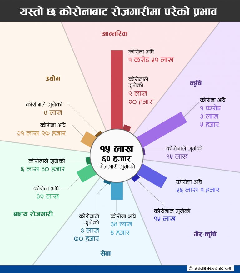 कोरोनाका कारण साढे १५ लाख नेपालीले गुमाए रोजगारी