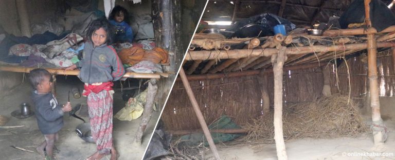 विपन्न बस्तीमा शीतलहर  : परालको ओछ्यान, परालकै ओढ्ने