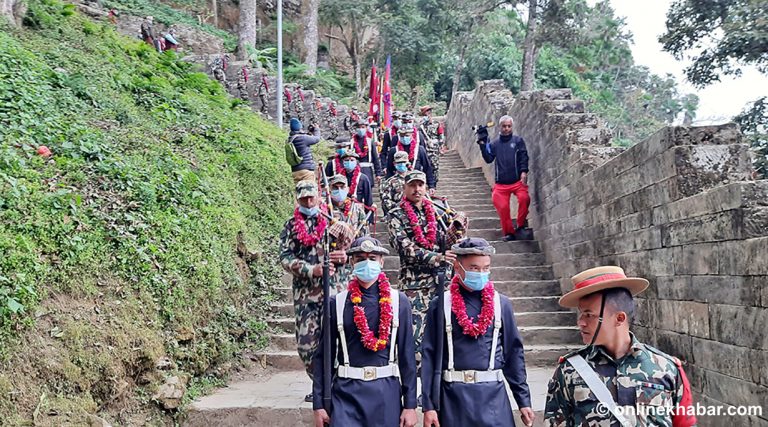 गोरखा-काठमाडौं एकीकरण मार्गमा नेपाली सेनाले थाल्यो पदयात्रा