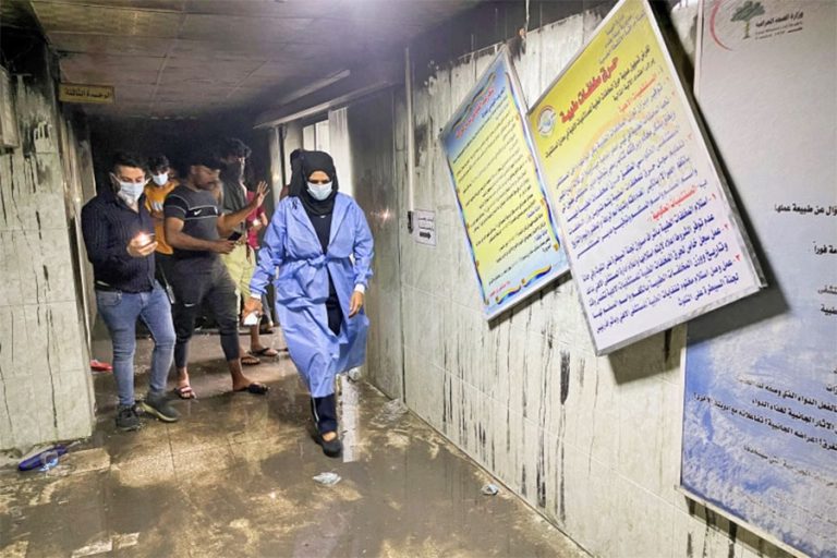 इराकको कोभिड अस्पतालमा आगलागी हुँदा कम्तीमा २७ जनाको मृत्यु