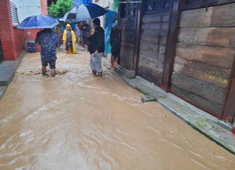 पर्वतको सेतीवेणी बजार डुबानमा, १० घर विस्थापित