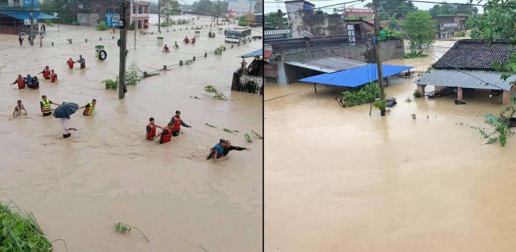 झरही खोलाको बाढीले परासी बजार डुब्यो, एकजना बेपत्ता