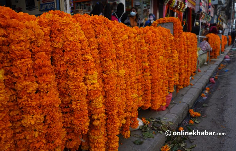 लक्ष्मीपूजाको दिन फूलको मालामाल व्यापार
