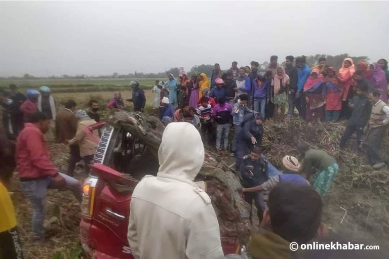 रौतहटमा भारतीय कार दुर्घटना हुँदा चार जनाको मृत्‍यु