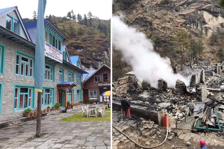सगरमाथा पदयात्रामा पर्ने कोङ्दे पिक होटलमा आगलागी, ८ करोडको क्षति 