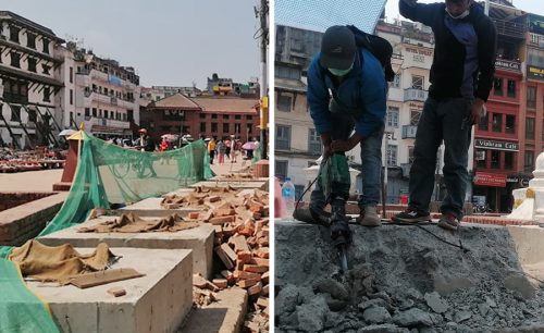 दरबार हेरचाह अड्डाले भत्कायो महानगरपालिकाले झण्डा राख्न बनाएको संरचना