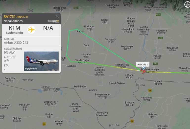 गौतमबुद्ध विमानस्थलमा अवतरण गर्‍यो नेपाल एयरलाइन्सको वाइडबडी जहाज