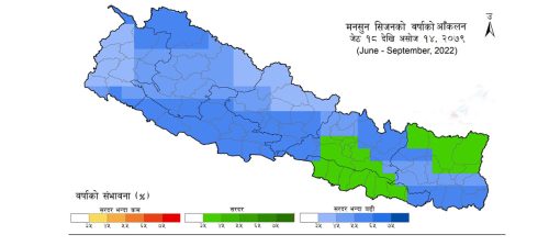 यो वर्ष पनि सरदरभन्दा बढी वर्षा हुने प्रक्षेपण