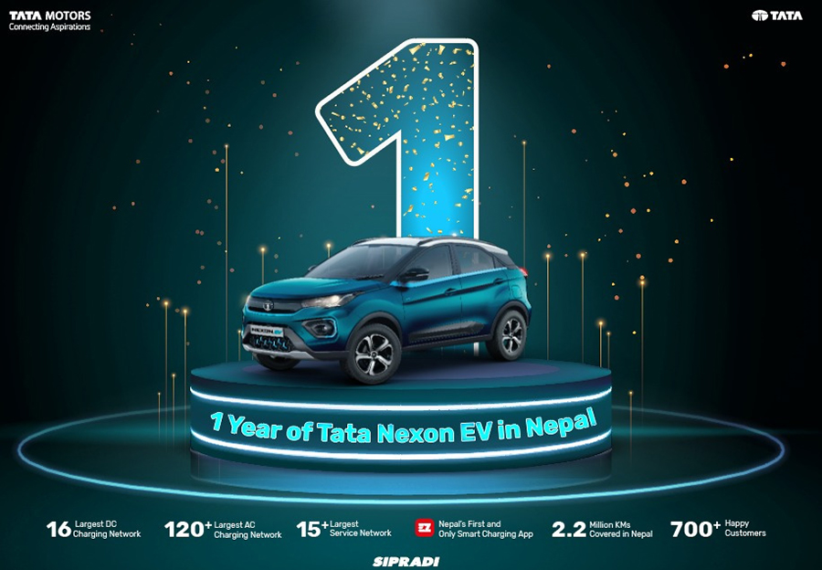 टाटा नेक्सन ईभीको नेपालमा एक वर्ष पूरा, लोकप्रिय गाडी बन्न सफल