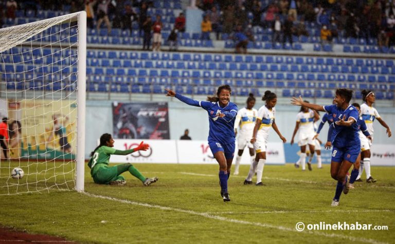 साफ महिला च्याम्पियनसिप : पहिलो हाफमा नेपाललाई ४-० को अग्रता