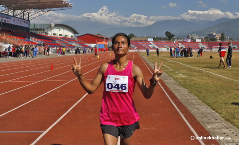 नवौं राष्ट्रिय खेलकुद : महिला म्याराथनमा विन्द्राले जितिन् स्वर्ण