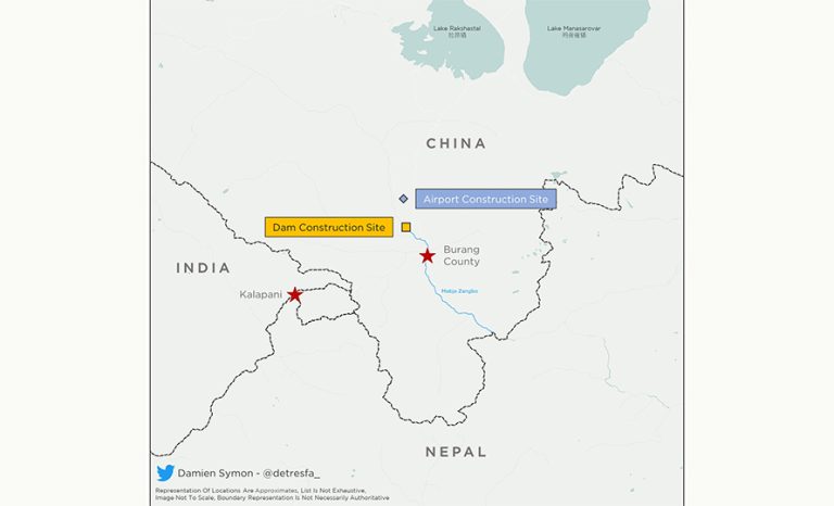नेपाल र भारतसँगको त्रिदेशीय सीमाक्षेत्र नजिकै बाँध बनाउँदै चीन