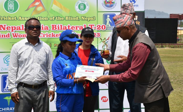 दृष्टिविहीन महिला क्रिकेट : दोस्रो खेलमा नेपाल भारतसँग ९ विकेटले पराजित