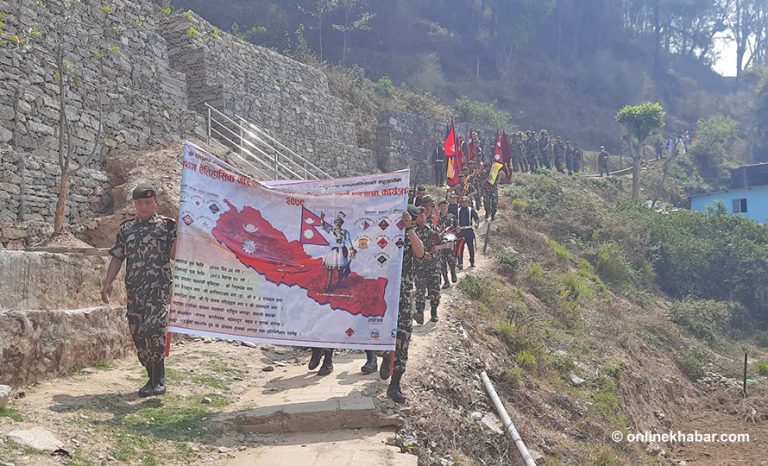 गोरखा– जितगढी पदयात्रामा निस्कियो नेपाली सेनाको टोली