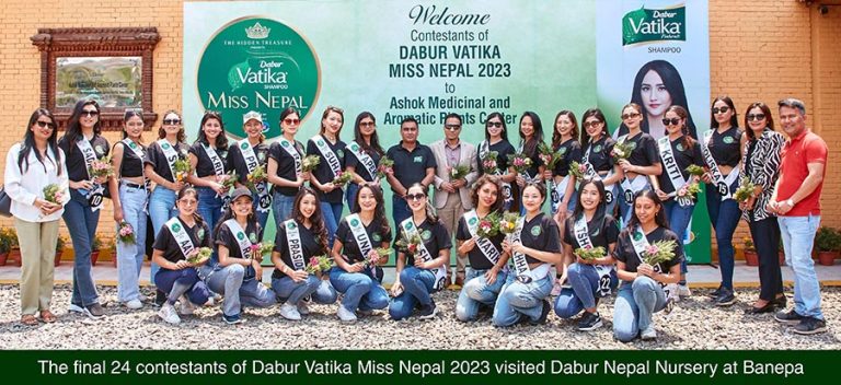 मिस नेपालका प्रतियोगीहरुले गरे डाबर नेपाल नर्सरीको भ्रमण