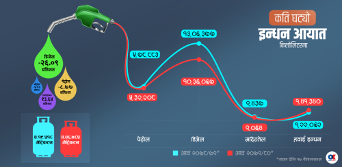 डिजेल खपत २६ प्रतिशतले घट्यो, पेट्रोल र ग्याँसको आयात पनि खुम्चियो  