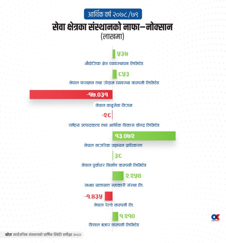 सेवा क्षेत्रका ६ सरकारी संस्थान नाफामा