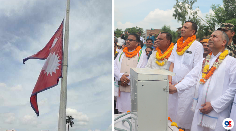 उपराष्ट्रपति यादवद्वारा ११० फिट अग्लो राष्ट्रिय झण्डा अनावरण