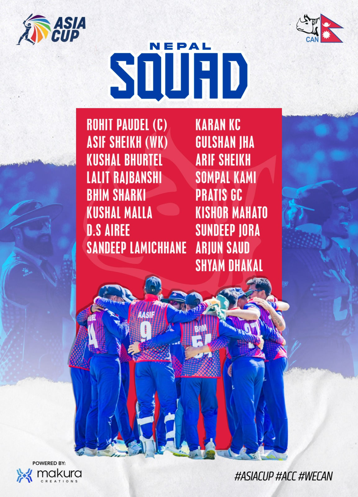 एसिया कप क्रिकेटका लागि १७ सदस्यीय नेपाली टोली घोषणा