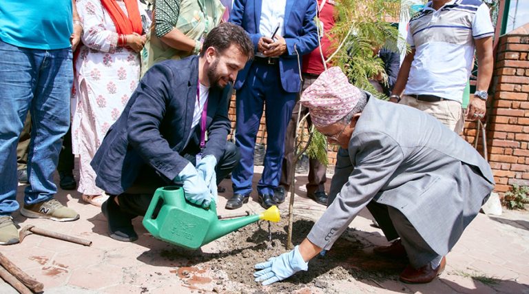 एनसेलद्वारा बागमती करिडोर सडक क्षेत्रलाई हरियाली बनाउन वृक्षारोपण