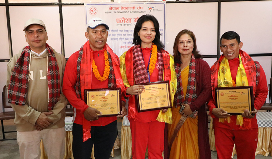 तेक्वान्दो संघद्वारा पलेशा सम्मानित