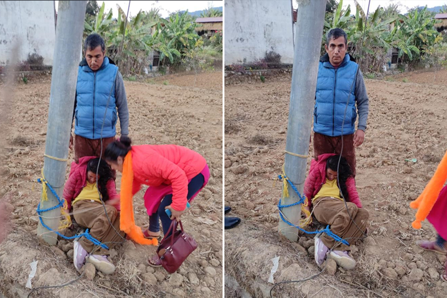 सिन्धुलीमा महिलालाई पोलमा बाँधेर बेहोस हुने गरी कुटपिट, श्रीमानसहित ७ जना पक्राउ