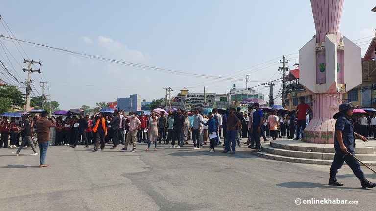 रंगेलीमा विद्यार्थी पक्राउको विरोधमा विराटनगरमा प्रदर्शन