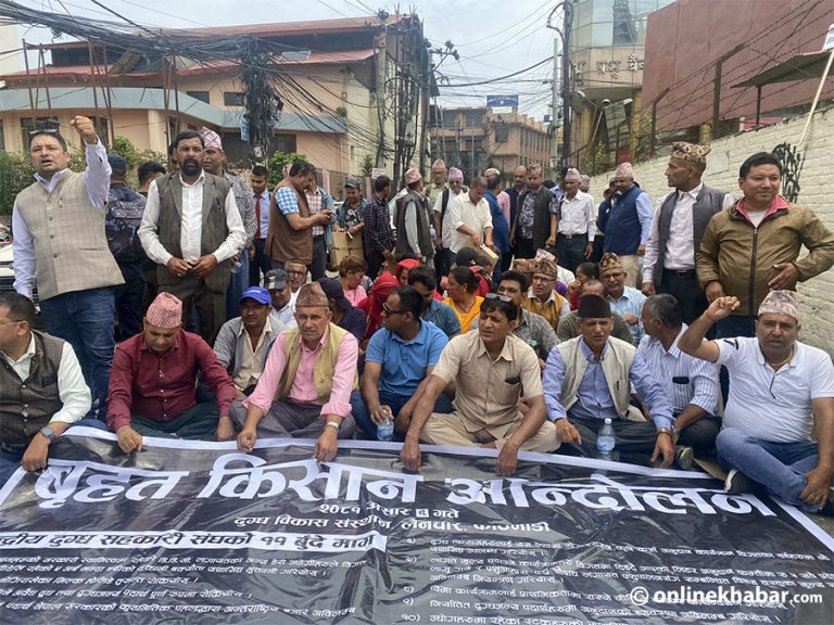 डीडीसीमा दुग्ध किसानको धर्ना