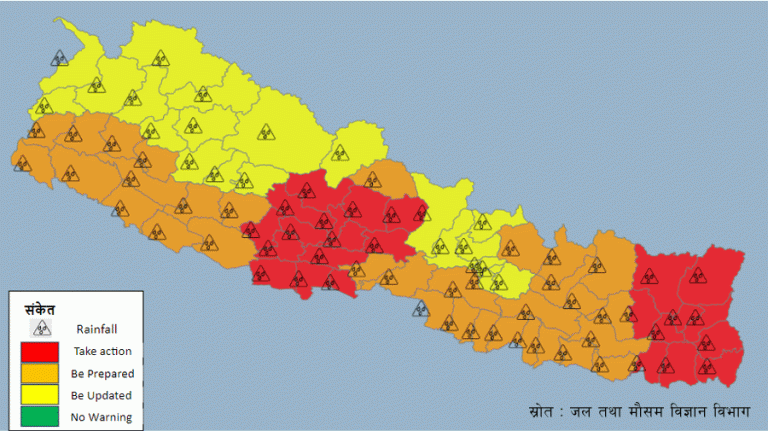 न्यून चापीय रेखा नेपाल नजिक, आइतबारसम्म मनसुन थप सक्रिय हुने