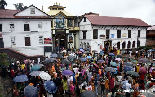 आज साउनको पहिलो सोमबार, पशुपतिमा घुइँचो (फोटो फिचर)