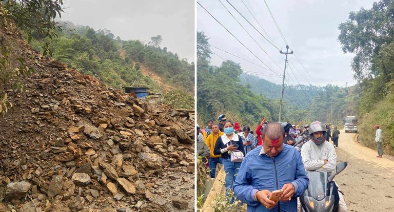 सुख्खा पहिरोले अरनिको राजमार्ग अवरुद्ध