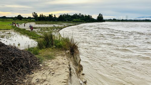 बलानको बाढीले काट्‍यो सयौं बिघा खेतीयोग्य जमिन, जोखिममा बस्ती