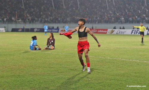 भारतलाई गोल फर्काएपछि साम्बाको गोल सेलिब्रेसन (तस्वीरहरु)