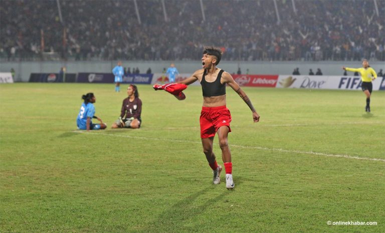 भारतलाई गोल फर्काएपछि साम्बाको गोल सेलिब्रेसन (तस्वीरहरु)