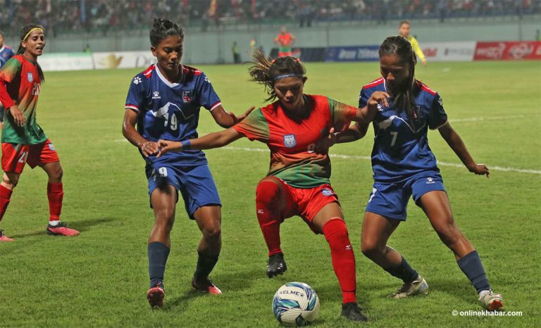 साफ वुमन्स च्याम्पियनसिप : नेपालविरुद्ध बंगलादेशले लियो अग्रता