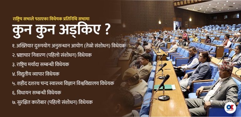 राष्ट्रिय सभाले पठाएका विधेयक प्रतिनिधि सभामा अड्किए