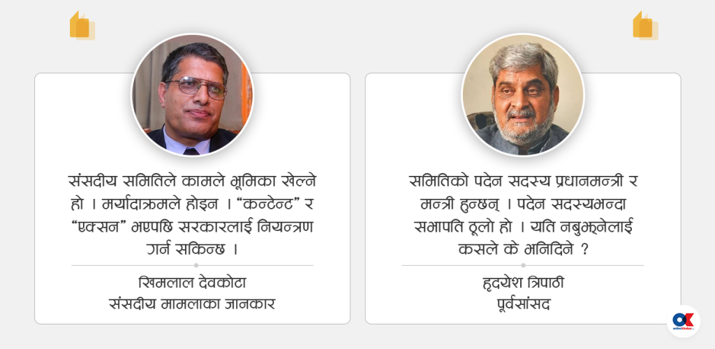 संसदीय समितिका सभापतिहरूले खोजे मन्त्रीसरहको मर्यादा