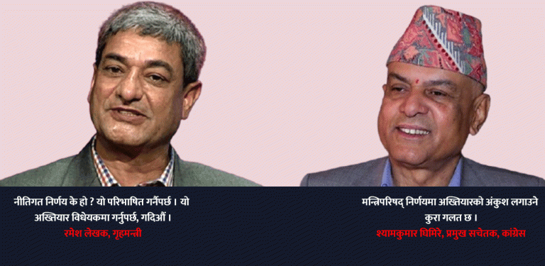 मन्त्रिपरिषद् निर्णयमा अख्तियार : कांग्रेसमा दुई धार